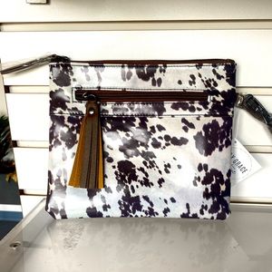 NWT 🐮 Vegan Leather Cow Hide Wristlet